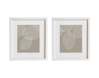 prints elm west gray print taupe botanical leaf wall navy three leaves etsy