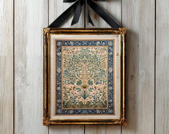 Textile Wall Art, Neutral Print, Nature Wall Decor, Vintage Print, Tapestry Wall Art, Antique Room Decor, 8x10, Digital Art Download
