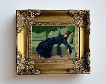 Framed Print, Green Art, Canvas Print of Antique Painting, Homeware Print, Framed Art, Vintage-Style Home Decor, Vintage Wall Art, Framed