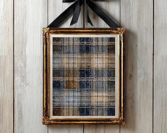 Classic Tartan Art Print, Preppy Country Club Plaid Wall Decor, Vintage British Plaid Textile Wall Art, Home Decor, Digital Art Download