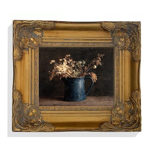 Still Life Oil Painting Vintage Ornate Frame 8x10 Canvas Art Print Oil Painting Framed Art Antique Frame Vintage Wall Decor Gold Framed Art