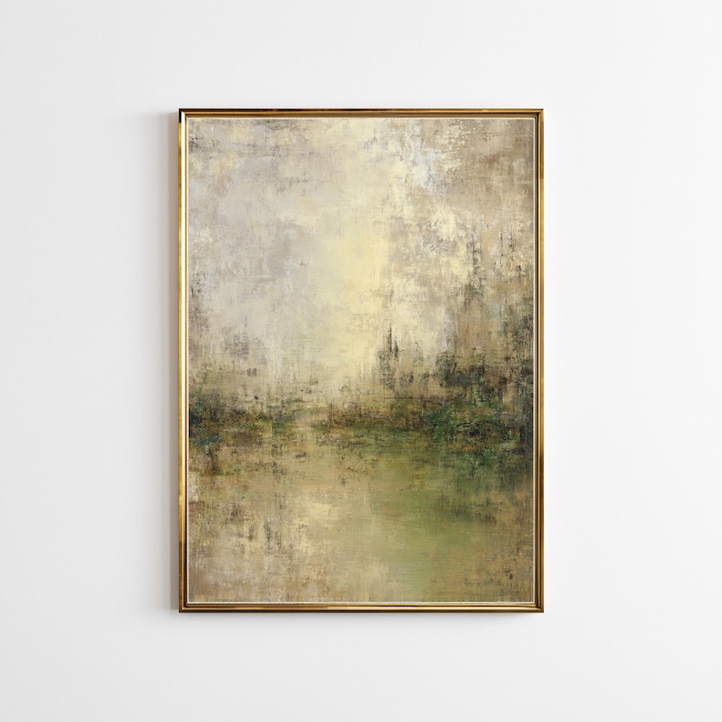 Sage Green Earthy Abstract Art Print, Modern Wall Decor, Beige and ...