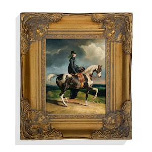 Vintage Pferdewandkunst, Antiker Pferdedruck, Porträtwandkunst, Bauernhauswandkunst, Reiterdekor, Ölgemälde, gerahmte Kunst, Wohndekor