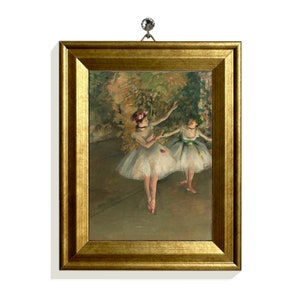 Ballet Mini Canvas Print Ballerinas Small Oil Painting Vintage Art Gold Frame Degas Dancers Wall Art Coquette Decor Handmade Gift for Her