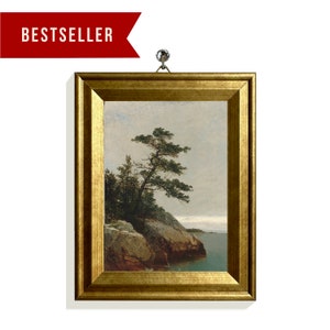 Mini Print of Small Oil Painting Framed Tree Canvas Prints Antique Nature Art Vintage Landscape Seascape Print Wall Decor Small Gold Frame