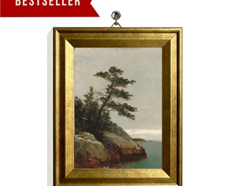 Mini Print of Small Oil Painting Framed Tree Canvas Prints Antique Nature Art Vintage Landscape Seascape Print Wall Decor Small Gold Frame