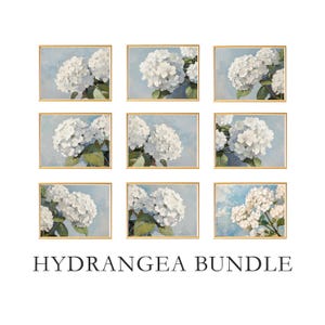 Hortensie Wandkunst, Blumengalerie Wandset, druckbares botanisches Poster, Sommerdruck, Wohnkultur, hellblaues Wandkunstpaket