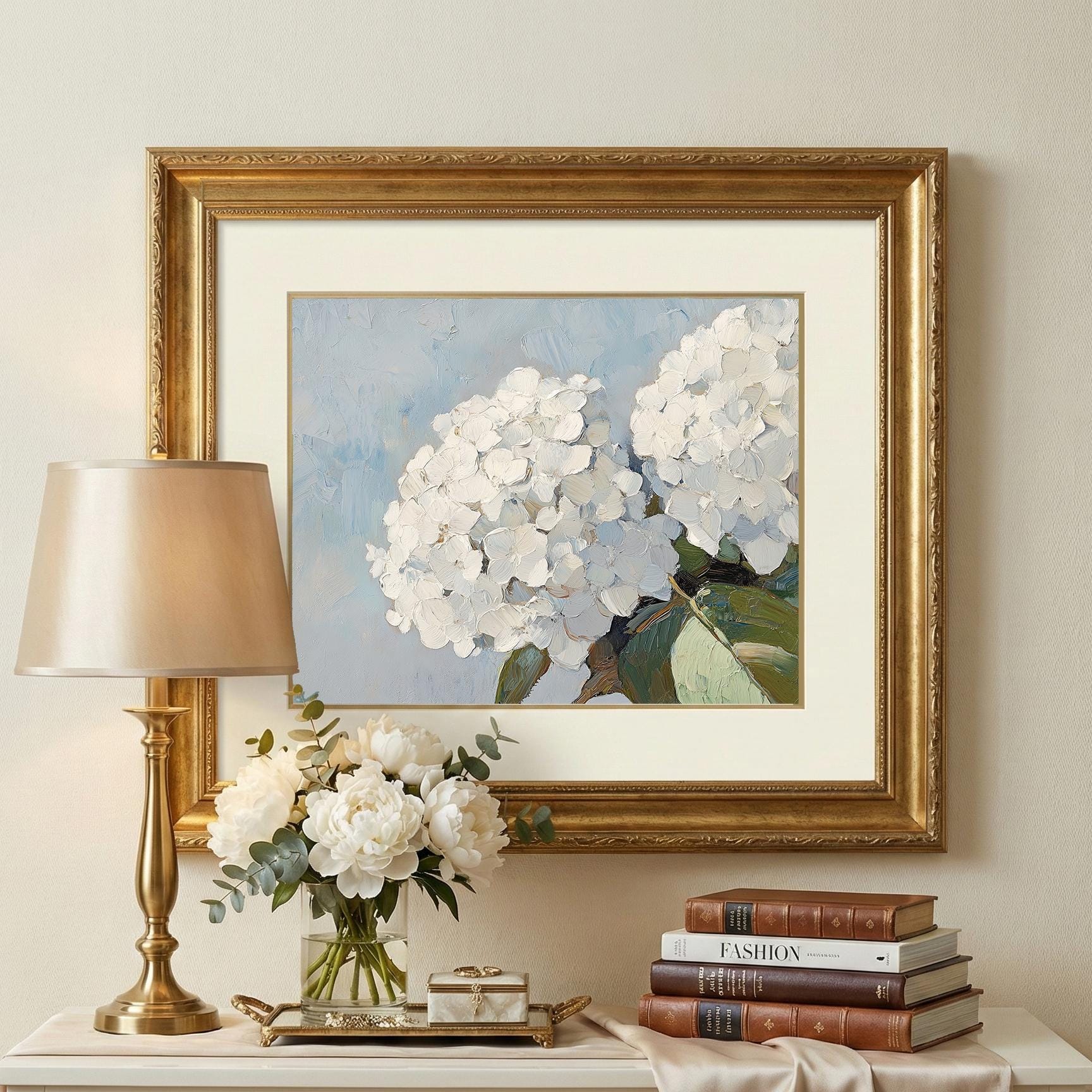 Blue Hydrangea Flower Print Spring Oil Painting Summer Floral Home ...
