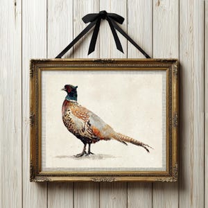 Vintage Pheasant Wall Art, Fall Print, Rustic Wildlife Bird Painting, Autumn Country Lodge Hunting Decor,  Fall Home Decor, Digital Download