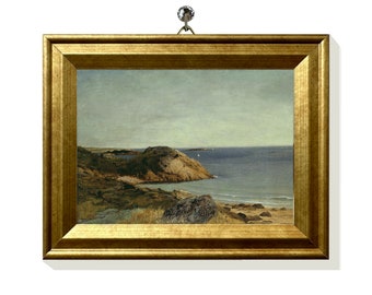 Mini Canvas Print Small Oil Painting Mini Framed Wall Art Landscape Antique Nature Vintage Print Coastal Wall Decor Gold Frame Vintage Art