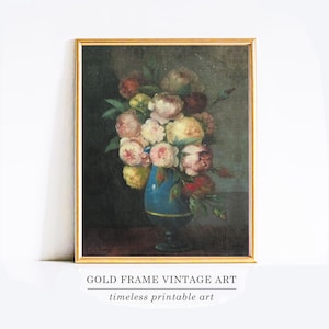 Peonies Printable Floral Oil Painting Art Prints Wall Decor Peony Print Antique Flower Print Pink Peonies Cottagecore Wall Art Download