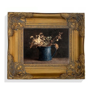 Vintage Floral Print, Painting, Gold Frame, Giclee Print, Canvas Art, Flower Wall Art, Country Autumn Decor, Gold Framed Art, Free Shipping