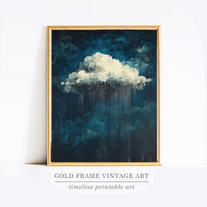Dark Moody Cloud Print Gothic Wall Art Printable Wall Art Blue Sky Oil Painting Dark Academia Aesthetic Decor Stormy Clouds Digital Artwork
