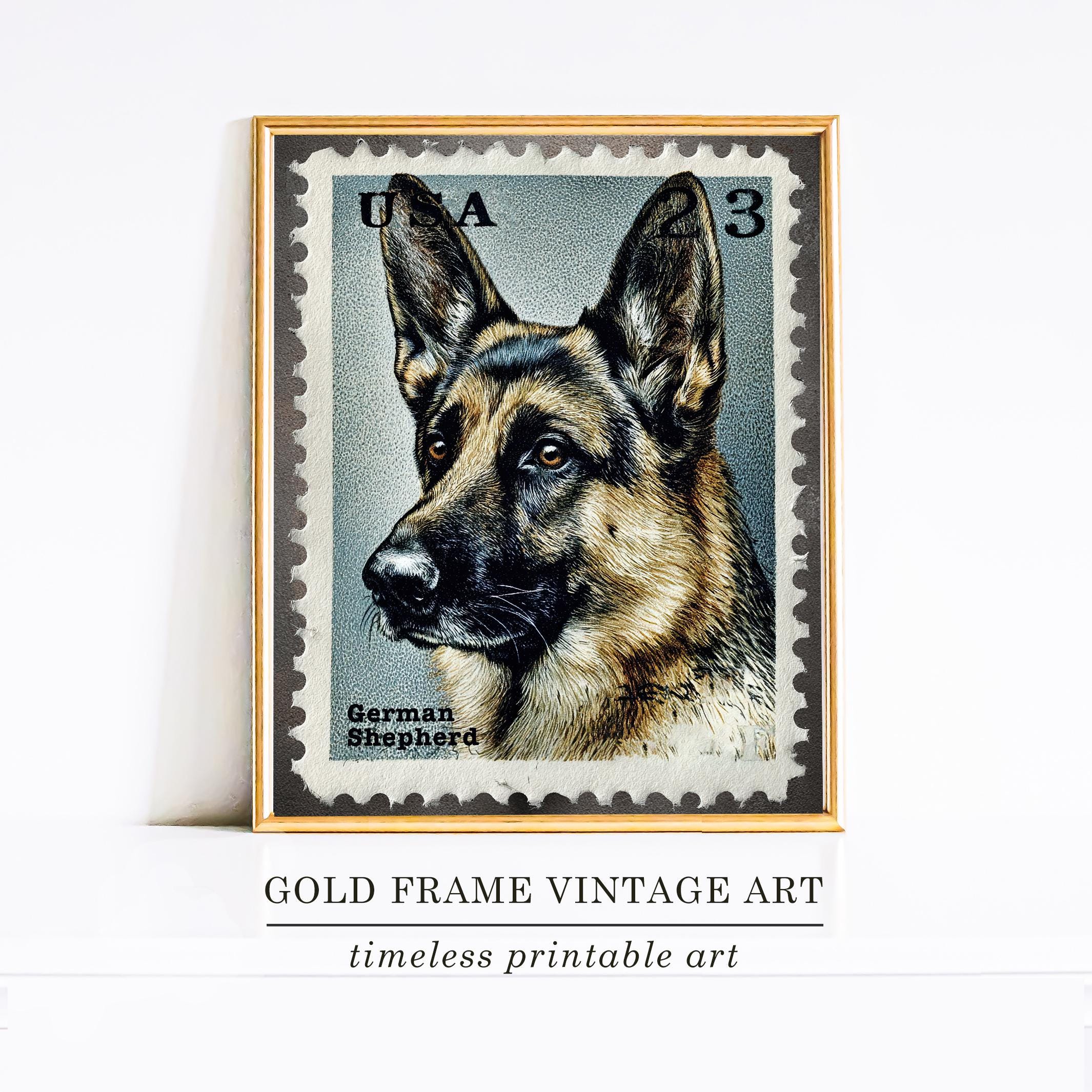 ・Germanshepherd・１９７４〜・１６×２０・ Copen・ Vintage German Shepherd Postage Stamp Art Print (digital Download