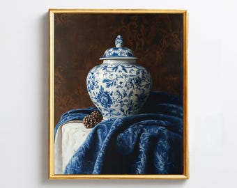 Impresión chinoiserie, impresión de pared de tarro de jengibre chinoiserie, arte mural chinoiserie, decoración vintage para el hogar, decoración de pared grandmillenial, descarga digital