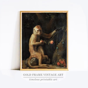 Monkey Print Monkey Art Print Printable Ready to Print Oil Painting Antique Monkey Art Jungle Home Decor Printable Wall Art Download