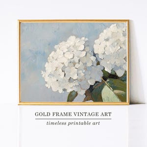 Blauwe hortensia print, kunst aan de muur hortensia, kust kleindochter muur decor, botanische muur kunst, bloemen olieverfschilderij, lichtblauwe muur kunst