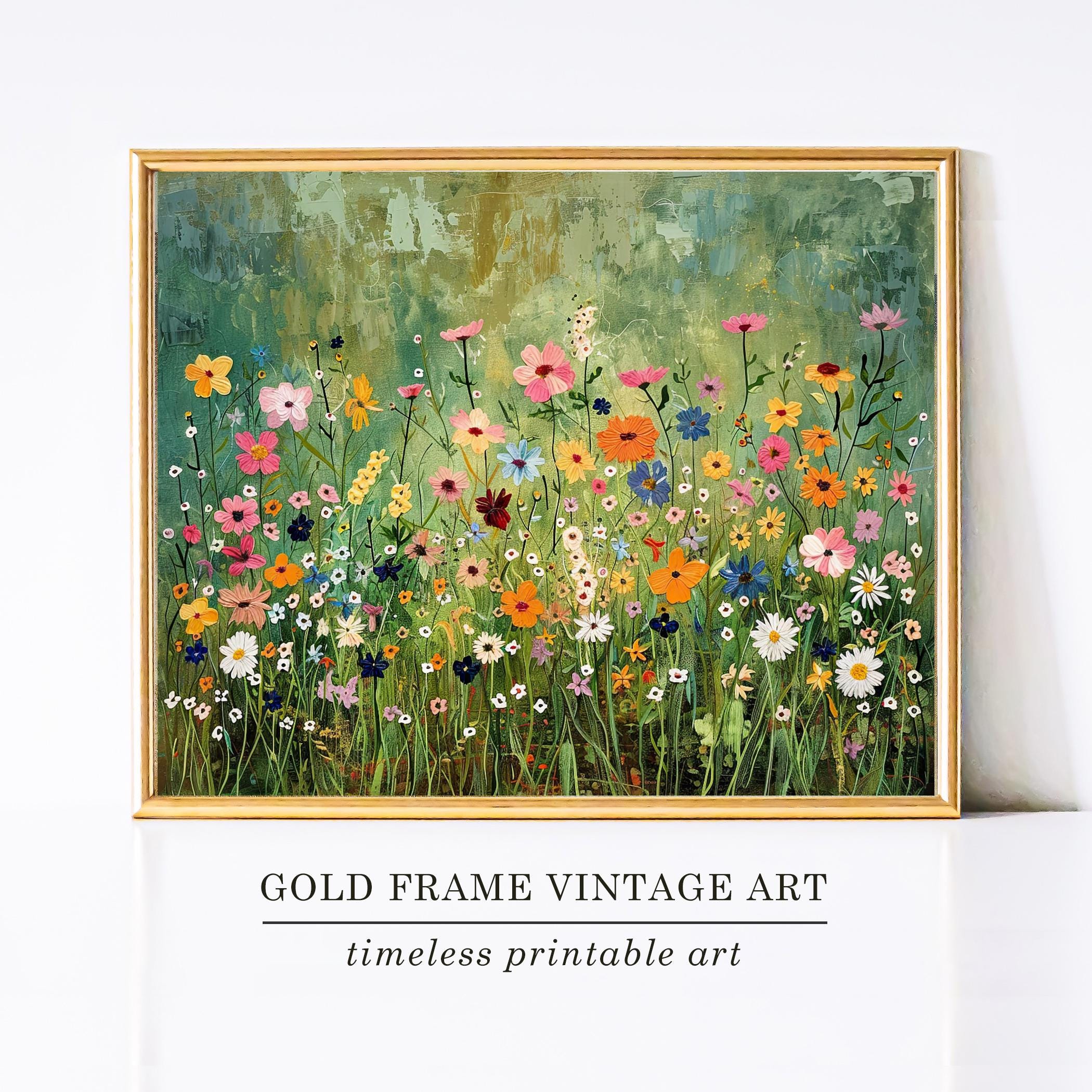 Sage Green Wall Art Summer Printable Wildflower Field Landscape