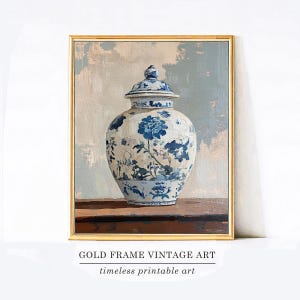 Chinoiserie Art Print Chinoiserie Print Vintage Art Printable Home Decor Printable Wall Art Download Antique Style Decor Ginger Jar Gift