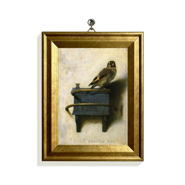 Mini Print of Small Oil Painting Mini Framed Canvas Prints Wall Decor The Goldfinch Vintage Bird Print Antique Bird Finch Framed Vintage Art