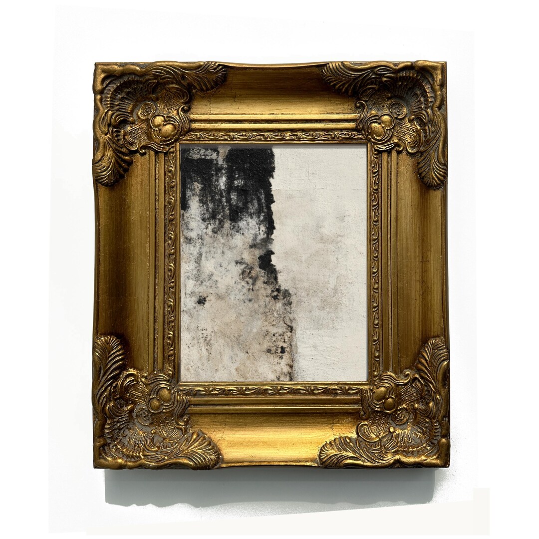 Framed Original Painting on Canvas, Black and White, Wabi Sabi Wall Art ...