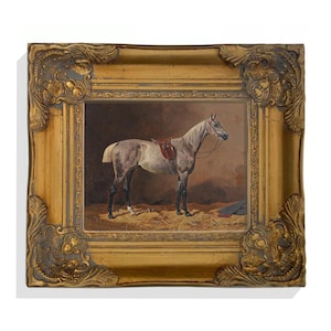 Horse Wall Art, Vintage Horse Print, Antique Farmhouse Wall Art, Equestrian Decor, Oil Painting Print, Horse Home Decor, Framed Art