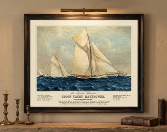 Vintage Sailboat Print, Coastal Heritage Home Decor, Nautical Wall Art, Nancy Meyers Coastal Wall Art, Maritime Wall Decor, Digital Download
