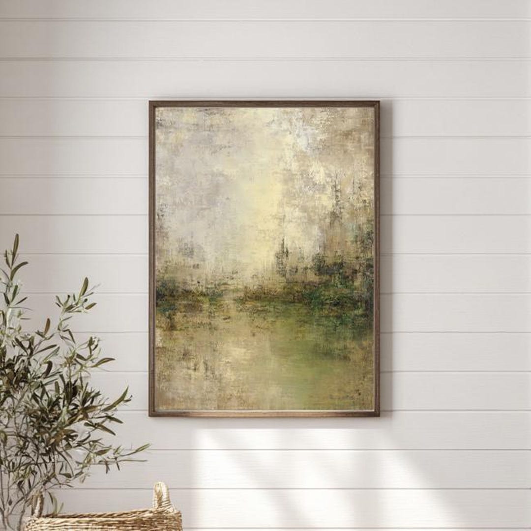 Sage Green Earthy Abstract Art Print, Modern Wall Decor, Beige and ...