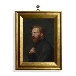 Mini Framed Canvas Giclee Portrait Vintage Art, Gold Framed Antique Portrait of Van Gogh, Fine Art Home Decor, Small Gold Frame Included