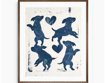 Navy Blue Kids Room Wall Art, Nursery Wall Art, Dog Art Print, Minimalist Nursery Art, Puppy Love Wall Art, Dog Poster, Digital Download