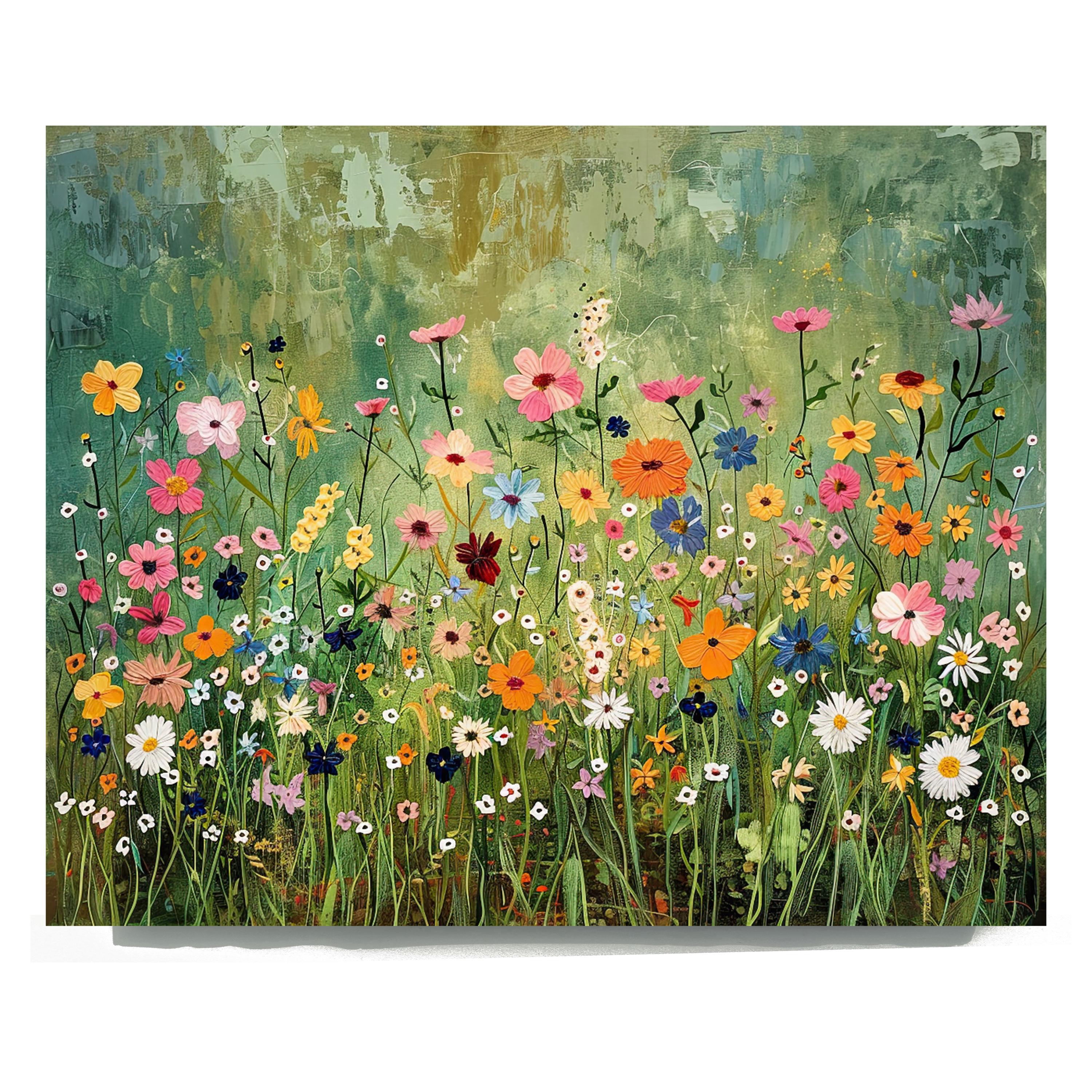 Sage Green Wall Art Summer Printable Wildflower Field Landscape