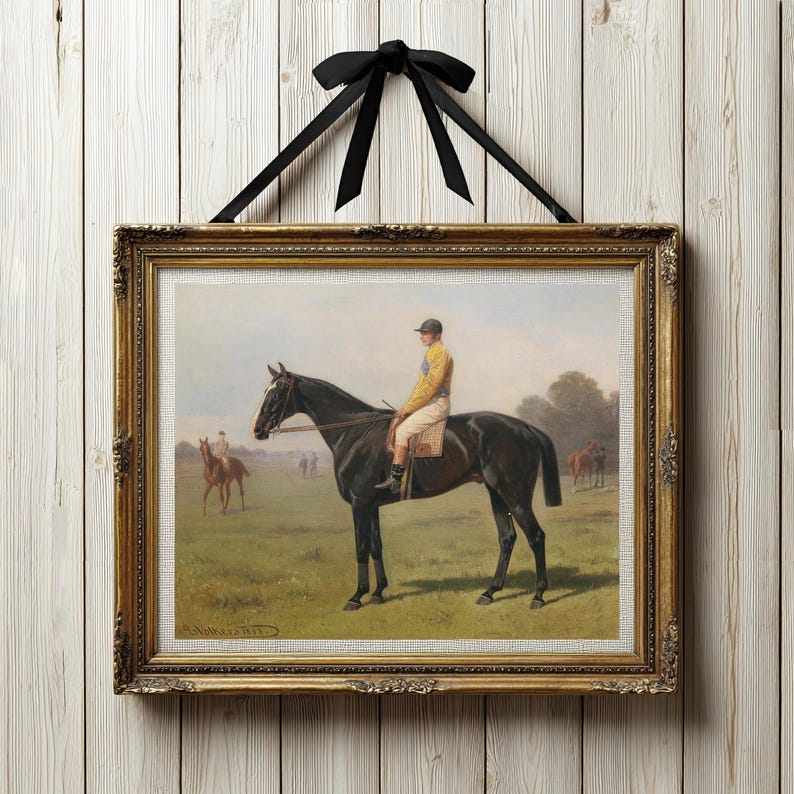 Vintage Horse Art Print, Horse and Jockey, English Equestrian Art ...