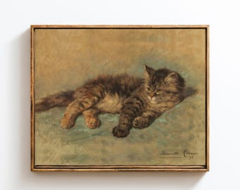 Vintage Cat Wall Art, Cat Print, Cat Printable Art, Animal Wall Decor, Home Decor, Kitten Wall Art, Digital Download