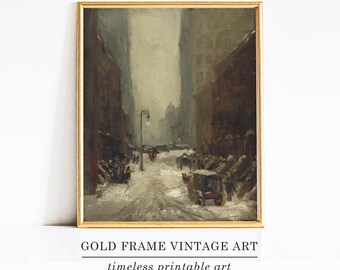 NYC Wall Art, Vintage Decor, Old New York Printable Wall Art, New York City Still Life, Impressionist Art, Oil Painting, Digital Download