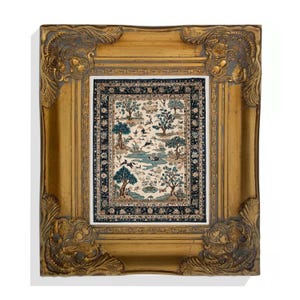 Framed Textile Wall Art, Tapestry Print Artwork, Vintage Style Home Decor, Antique Style Wall Decor, Gold Frame, Framed Art, Free Shipping