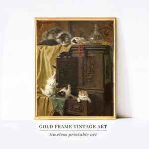Vintage Cat Painting Cat Prints Cats Print Cat Printable Art Antique Painting Animal Wall Decor Home Decor Cat Printable Wall Art Kitten