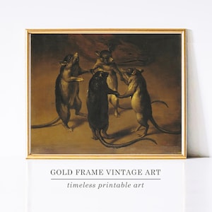 Weird Antique Art Medieval Art Weird Antique Rats Painting Renaissance Animals Strange Antique Art Medieval Wall Art The Dance of the Rats