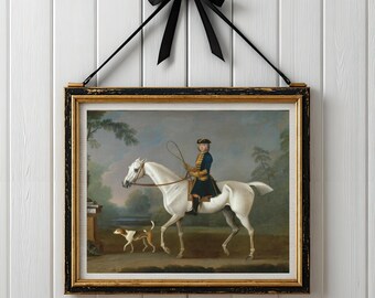Equestrian Art Horse Dog Wall Art English Horse Art Equine Art Print Hunting Print of Oil Painting Country Home Decor Chateaucore Castlecore