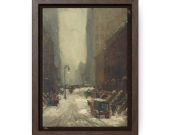5x7 Framed Canvas Print Old New York City Vintage NYC Print in Wood Frame