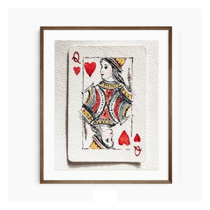 Queen of Hearts Print, Playing Card Poster, Apartment Decor, Home Decor, Trendy Wall Art, Vertical Wall Art, Watercolor Painting