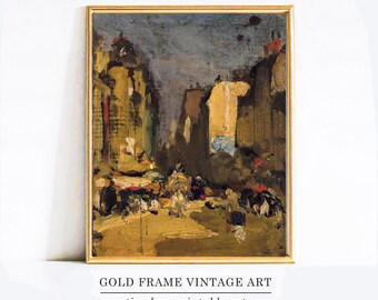 Vintage Paris Druck, Frankreich Wandkunst, Ölgemälde, Gold Kunstwerk, Innendekor, Antike druckbare Kunst, Französisches Poster, digitaler Download