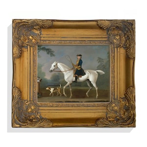 Vintage Pferdedruck, englische Pferdekunst, Pferde und Hunde Wandkunst, Vintage Pferdekunst, Pferdekunstwerk, Reiterdekor, Goldrahmen, gerahmte Kunst