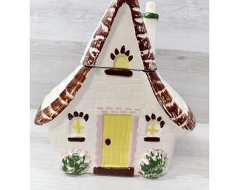 1953 Sierra Vista California Pottery Cottage Cookie Jar Thatched Roof House