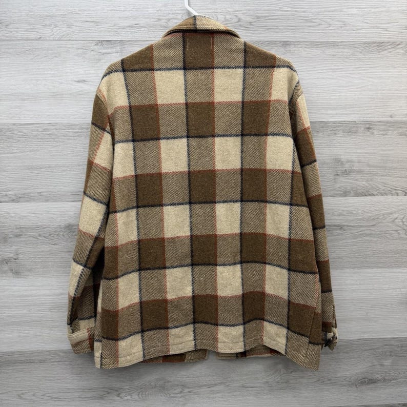 Pendleton Wool Cruiser Jacket Men's Medium Plaid Virgin Wool USA Blue Label 60s image 4