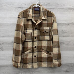 Pendleton Wool Cruiser Jacket Men's Medium Plaid Virgin Wool USA Blue Label 60s image 1