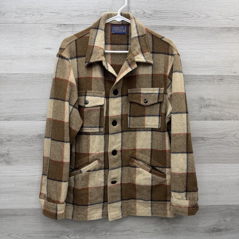 Pendleton Wool Cruiser Jacket Men's Medium Plaid Virgin Wool USA Blue Label 60s image 1