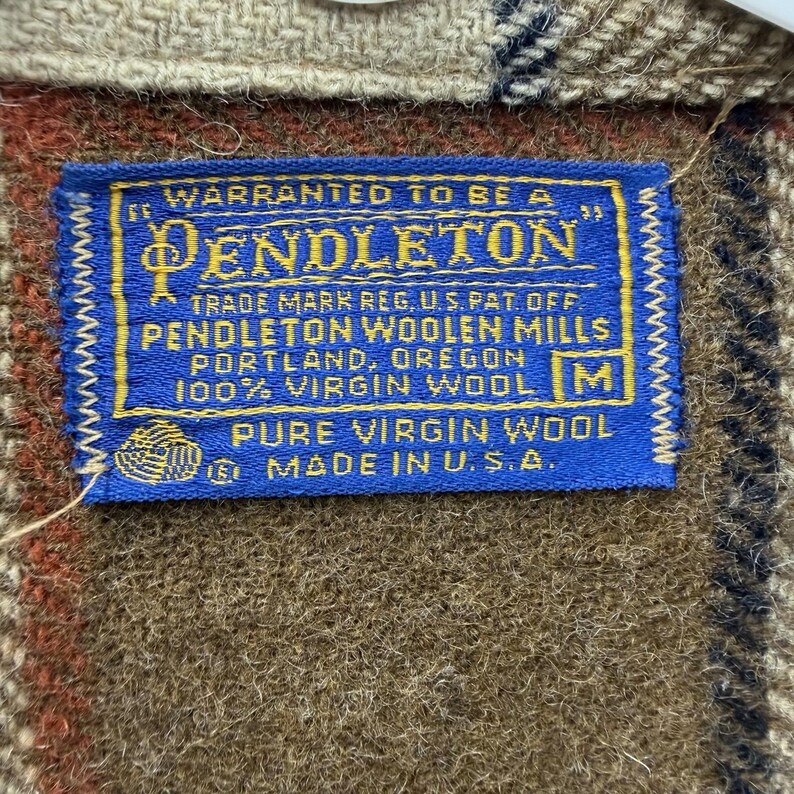 Pendleton Wool Cruiser Jacket Men's Medium Plaid Virgin Wool USA Blue Label 60s image 2