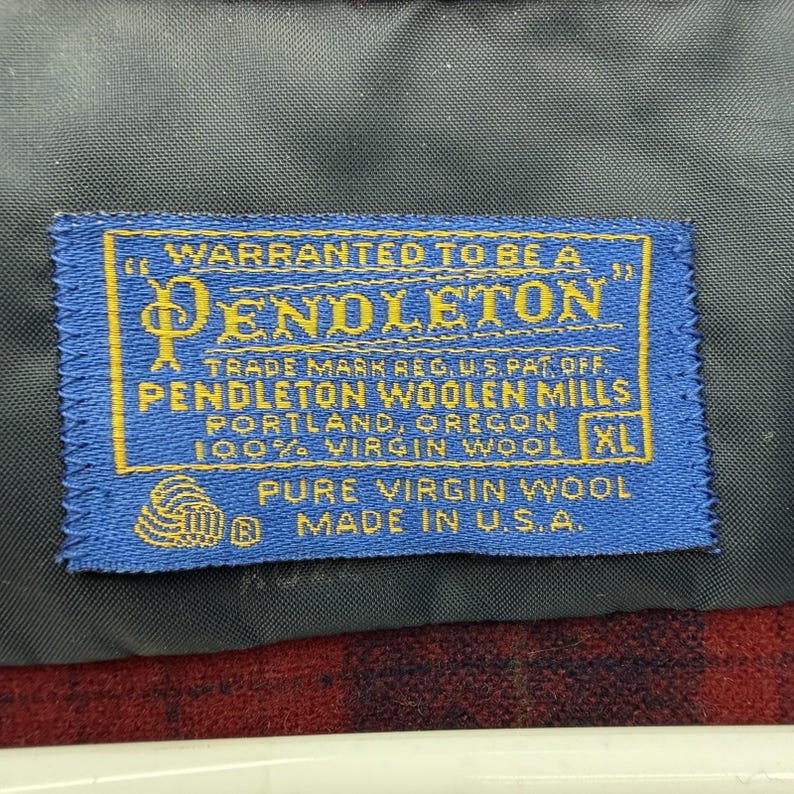 Pendleton Wool Board Shirt XL Vintage Blue Label Plaid Virgin Wool USA 1950s 60 image 4