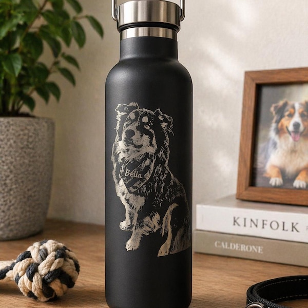 20 oz roestvrijstalen waterfles, op maat gemaakt huisdier, lasergegraveerd. Gepersonaliseerde naam