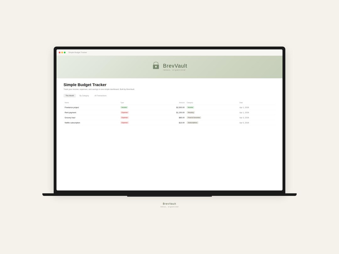 Simple Budget Tracker Notion Template | Monthly Expenses | Personal ...